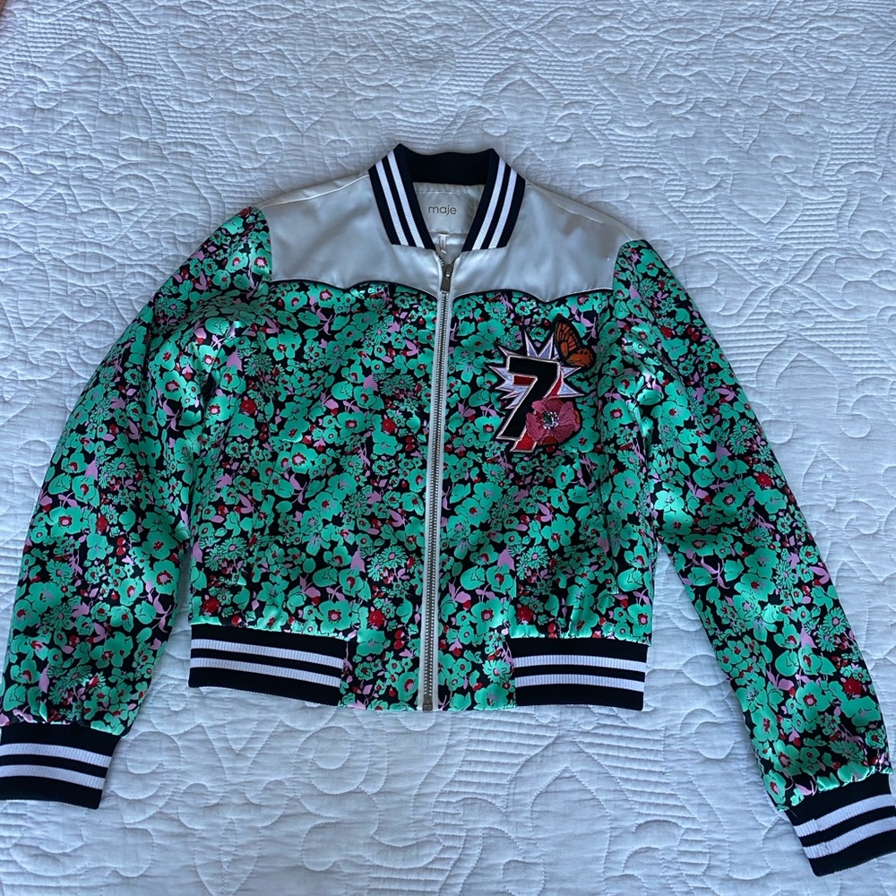 Maje
Bert Satin Bomber Jacket,size 36-Small
